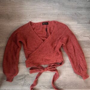 PINK WRAP SWEATER/ CARDIGAN